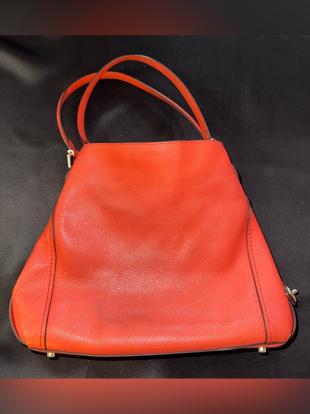 Coach Edie Pebbled Leather Shoulder Tote in Orange-Red - Picture 2 of 12
